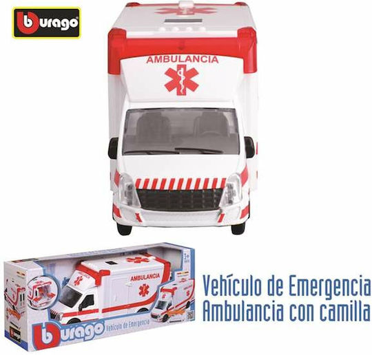 Bburago Mașinuță Albă - Roșie 1:43 Ambulanță pentru 3+ Ani