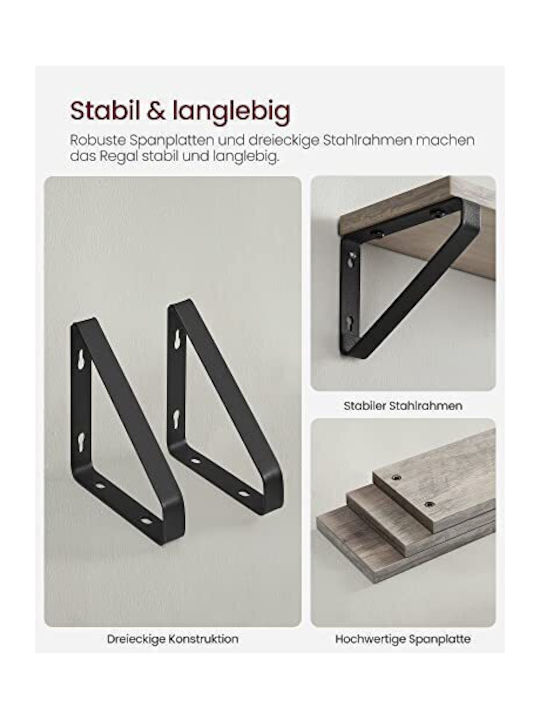 Gray Black Wall Shelves (3 Pieces) 40x12x11cm