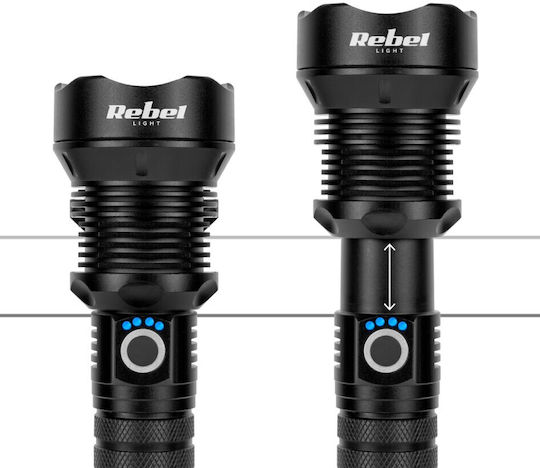 Rebel Επαναφορτιζόμενος Φακός LED IP65 με Μέγιστη Φωτεινότητα 1857lm
