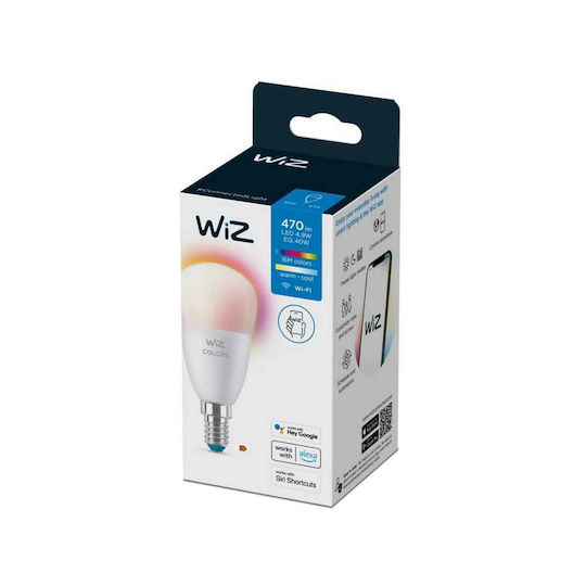 WiZ Bec Smart LED 4.9W pentru Dulie E27 și Formă P45 RGBW 470lm