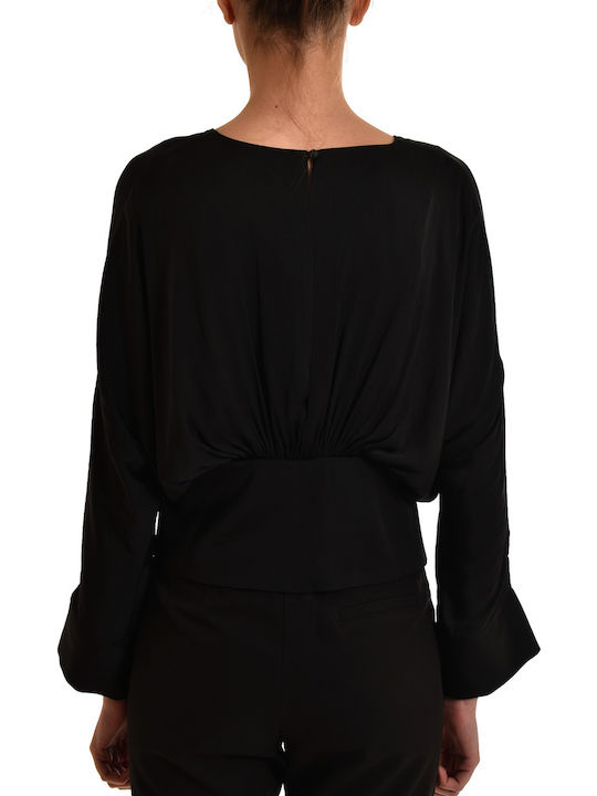 Lotus Eaters Women's Blouse Satin Long Sleeve Black