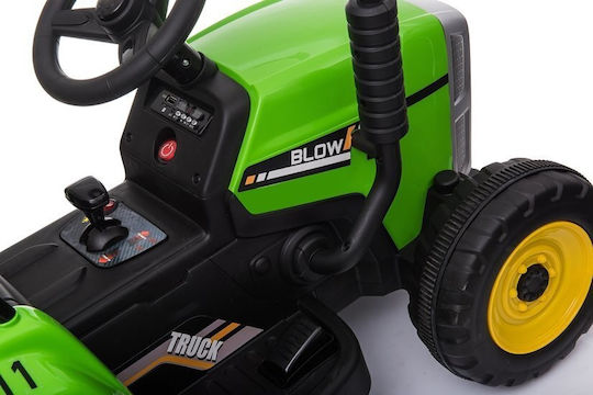 Kids 12V Electric Ride On Tractor with Trailer Green