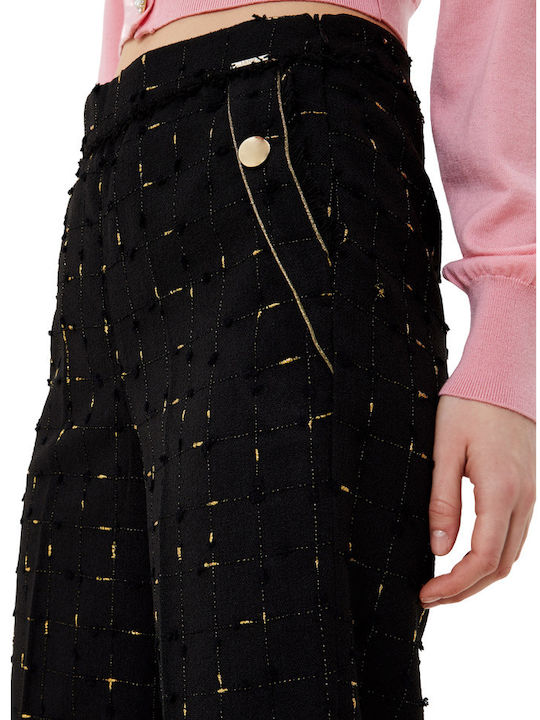 Liu Jo Women's Fabric Capri Trousers Checked Black