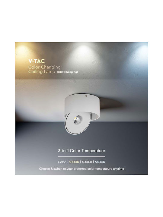 V-TAC Единично LED Регулируемо бяло Спот в Бял Цвят