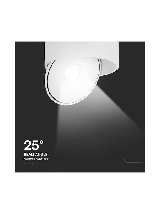 V-TAC Единично LED Регулируемо бяло Спот в Бял Цвят