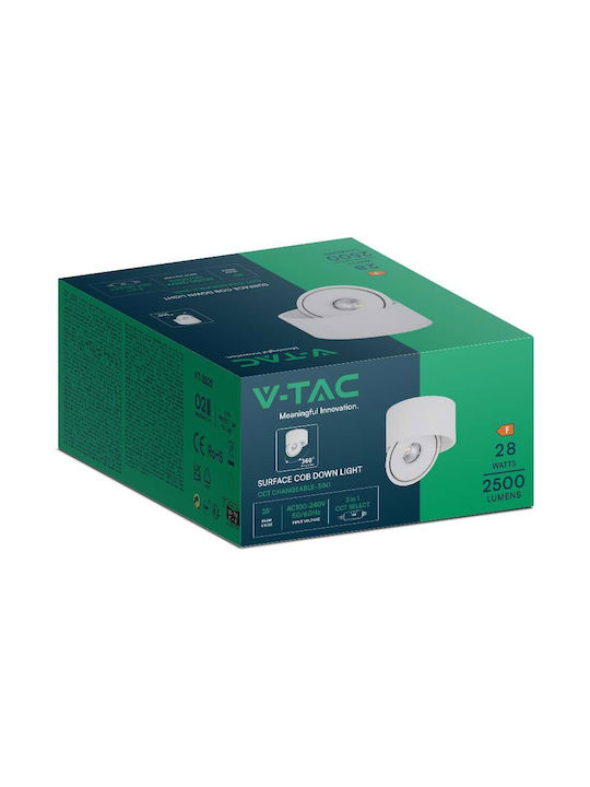 V-TAC Единично LED Регулируемо бяло Спот в Бял Цвят