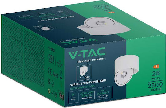 V-TAC Einzel LED Warm zu kühlem Weiß Spot in Weiß Farbe