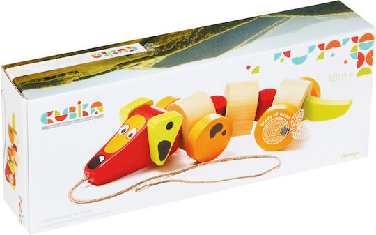Cubika Pull-Along Toy Dog On A made of Wood for 18++ Months