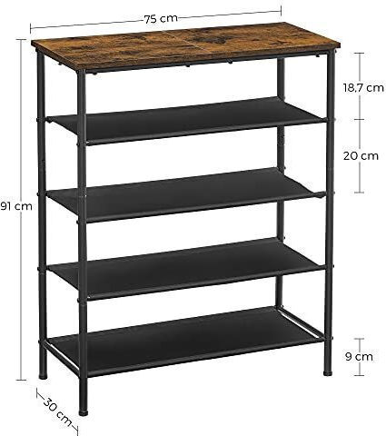 Stoff Schuhschrank 75x30x91cm