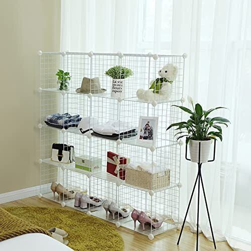 Metallic Shoe Organizer White 123x31x123cm