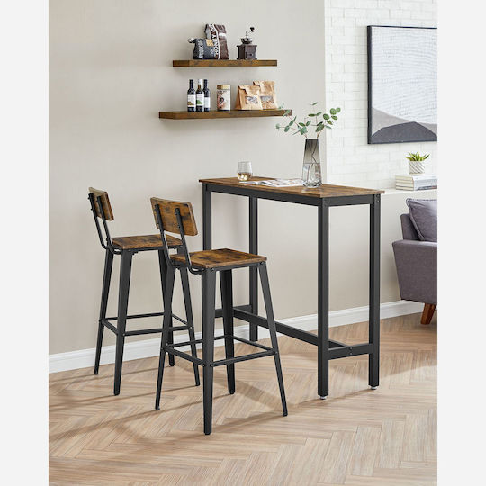 Stool Bar with Backrest Metallic Vintage Brown/Black 2pcs 34x34x65cm