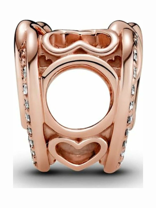 Pandora Shiny Heart Charm Καρδιά από Ροζ Επιχρυσωμένο Ασήμι Ροζ