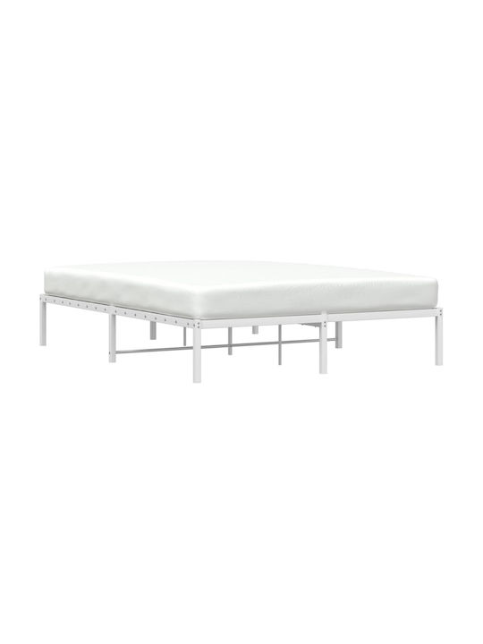 Metall King Size Bett Weiß mit Lattenrost für Matratze 200x200cm