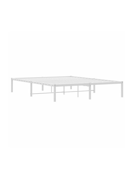 Metall King Size Bett Weiß mit Lattenrost für Matratze 200x200cm