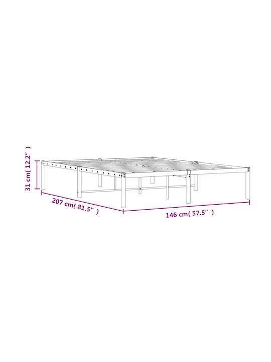 King Size Metal Bed Base White with Slats for Mattress 200x200cm