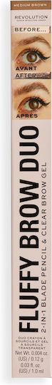 Revolution Beauty Fluffy Brow Duo Μολύβι για Φρύδια Medium Brown