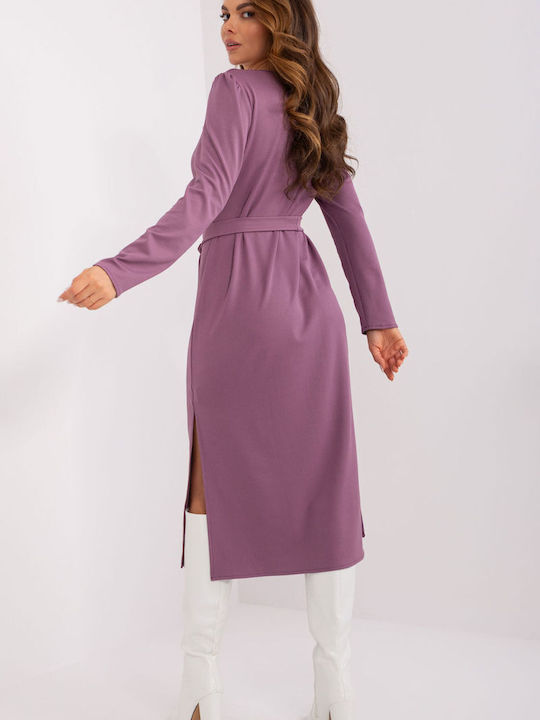 Lakerta Midi Rochie cu Slit Violet