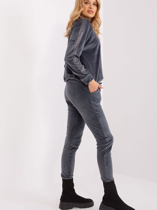 Relevance Damen-Sweatpants-Set Γκρι Samt