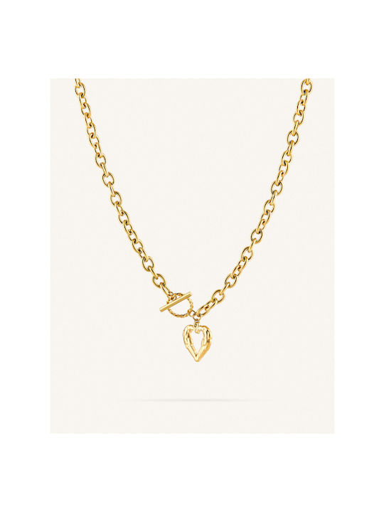 Necklace with design Heart from Gold Plated Steel