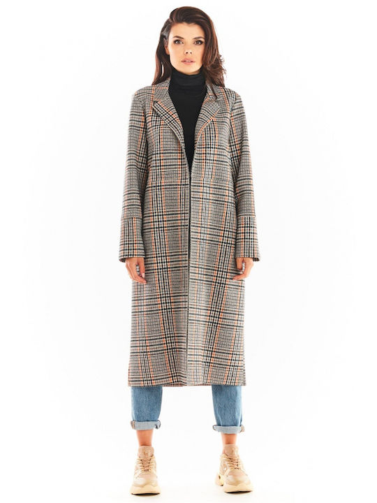 Awama Women's Midi Coat Navy.