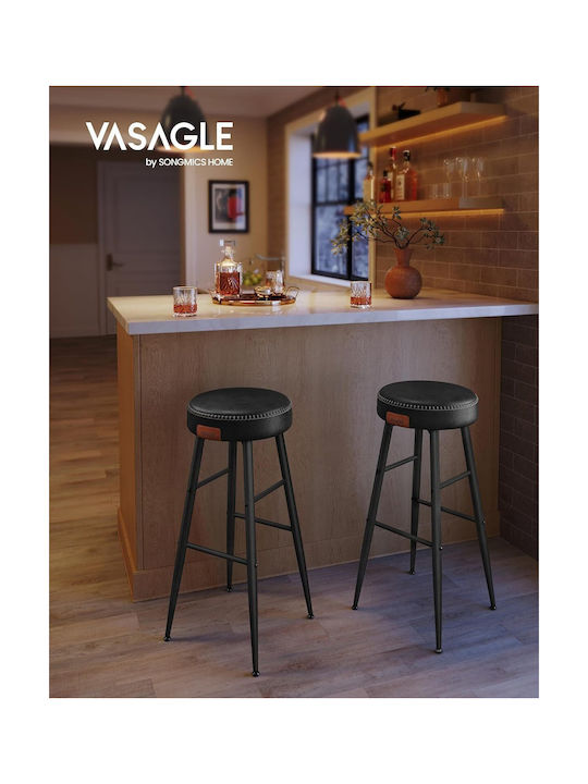 Scaune Bar Tapițat cu Piele Ecologică Simply Black 2buc 51.6x51.6x76.2buc