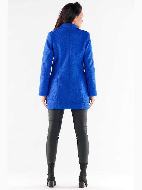 Awama Women's Midi Coat with Buttons Blue