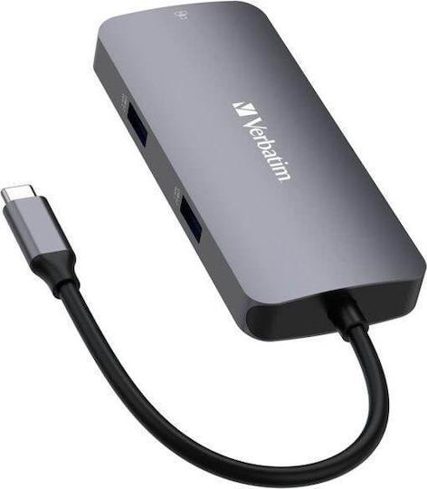 Verbatim USB-C Pro CMH-05 USB-C Docking Station mit HDMI 4K PD Ethernet Gray