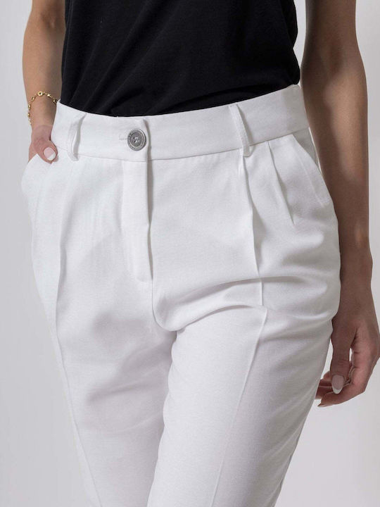 Dama Tesatura Pantaloni Alb