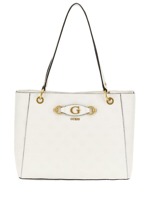 Guess Izzy Дамска Чанта Shopper За Рамо Бял