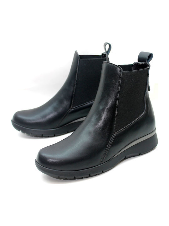 Leder Damen Chelsea Stiefeletten Schwarz