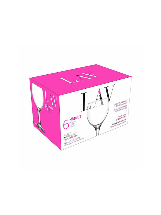 Set of Glasses for White Wine made of Glass in White Color Stemmed 170ml 6pcs