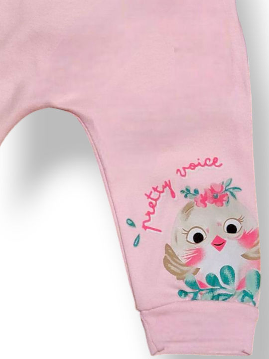 Babydom Baby Bodysuit Set Long-Sleeved with Pants Pink