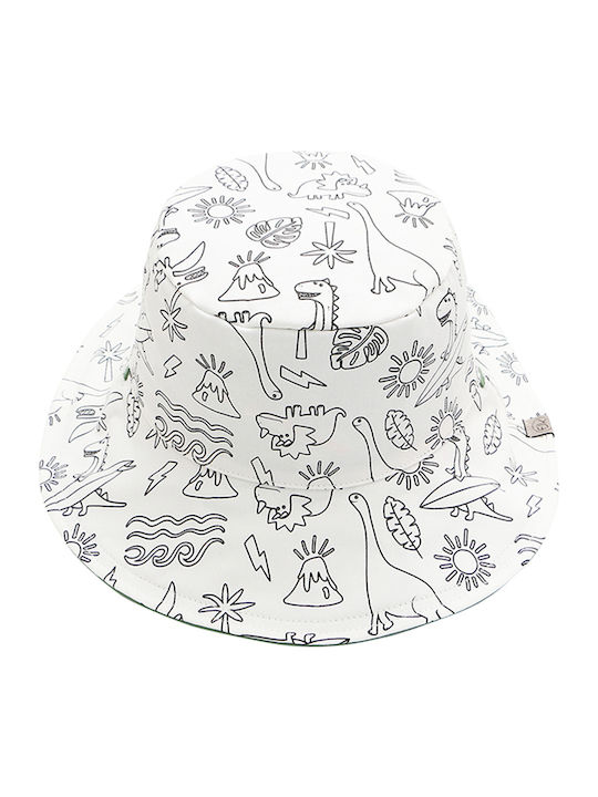 Flapjackkids Kids' Hat Bucket Fabric Sunscreen Dino Khaki