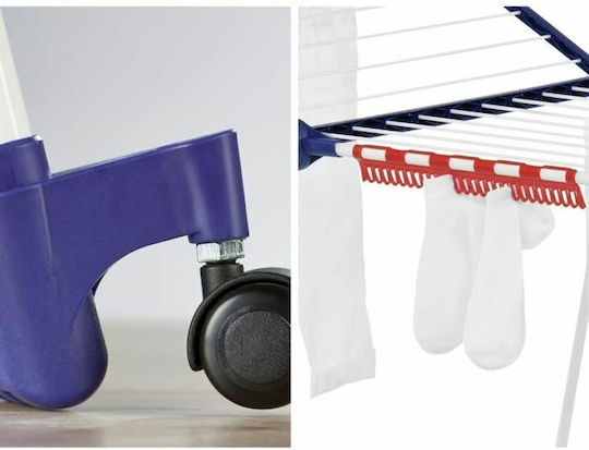 Leifheit Pegasus 200 Deluxe Folding Aluminum Floor Clothes Drying Rack with Wheels and 20 m Hanging Length