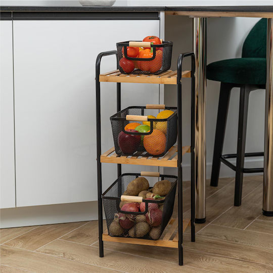 Estia Bamboo Essentials Ψωμιέρα Μεταλλική Μαύρη 30x21x14cm