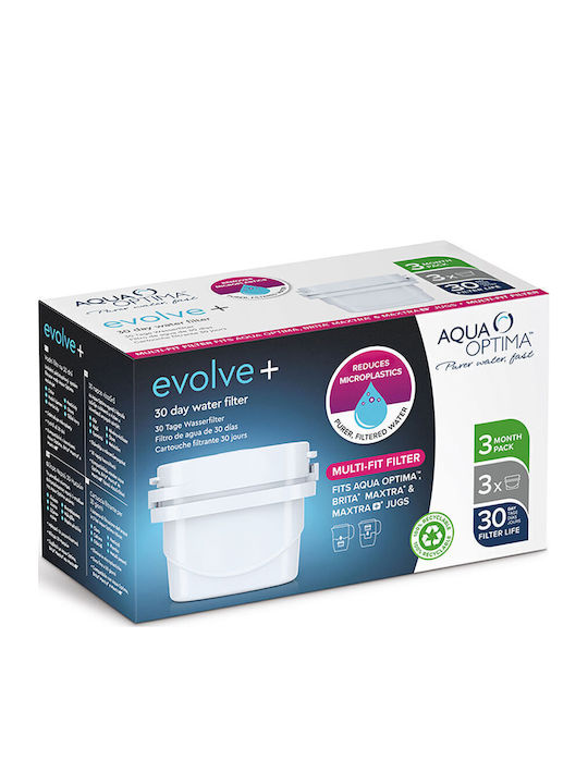 Aqua Optima Water Filter Replacement for Pitcher made of Activated Carbon Evolve 3pcs