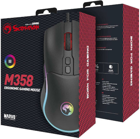 Marvo M358 RGB Gaming Ποντίκι 7200 DPI Μαύρο