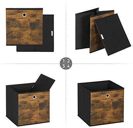 Songmics Stoff Aufbewahrungsbox mit Deckel Braun 30x30x30cm 6Stück
