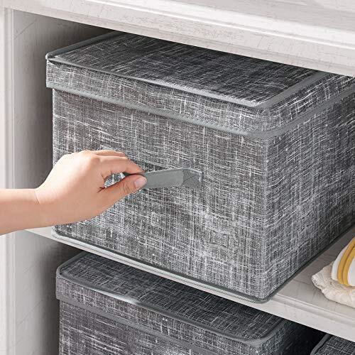 Songmics Fabric Storage Box with Lid Gray 30x40x25cm 3pcs