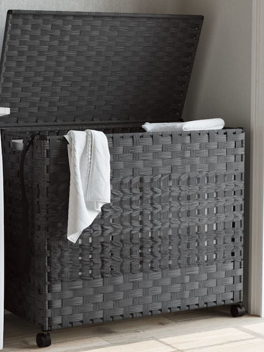 vidaXL Coș De Rufe Din Țesătură Pliabil Cu Capac 66x35x60 Cm Gri