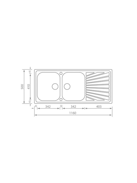 Sanitec Cometa 11467 Vessel Sink Inox Matte W116xD50cm Silver