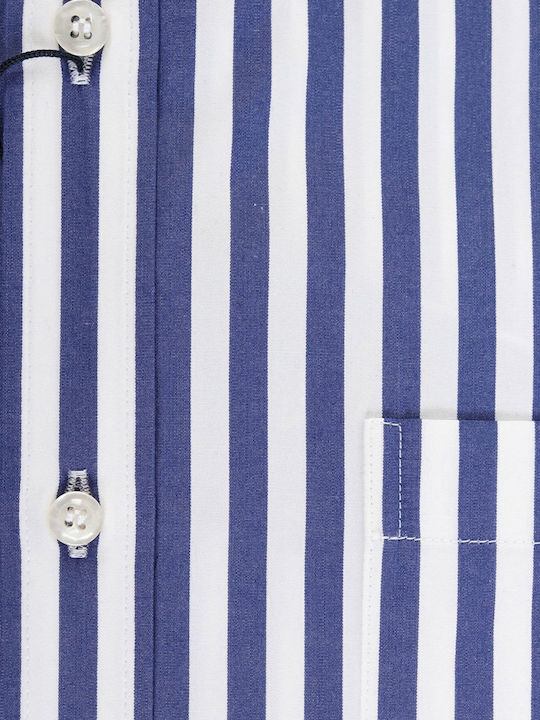 Дълъг ръкав Памучен Риза на Райета White/ Blue