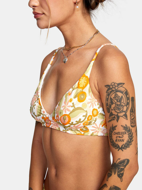 RVCA Triangle Bikini Top with Adjustable Straps White Floral