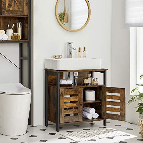 Vasagle Πάγκος χωρίς Νιπτήρα Μ60xΒ30xΥ60cm Rustic Brown and Black