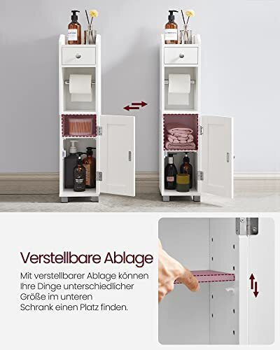 Vasagle Στήλη Μπάνιου Δαπέδου Μ20xΒ18xΥ76.7cm Λευκή