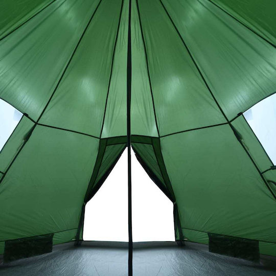 vidaXL Summer Camping Tent Teepee Green for 4 People 367x367x259cm