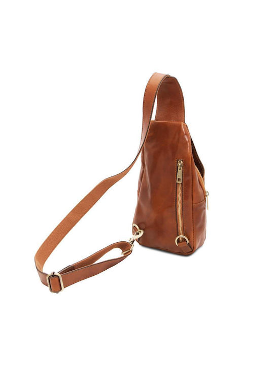 Tuscany Leather Leather Sling Bag with Zipper Honey