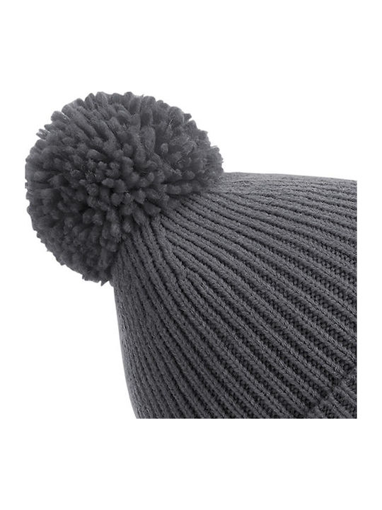 Beechfield B382 Pom Pom Beanie Frauen Beanie mit Rippstrick Graphite