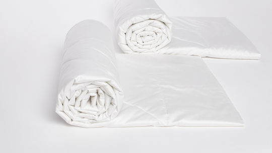 Valeria Home Set De Husă De Pătură Simplu Mătase 140x200cm Bej 300 GSM