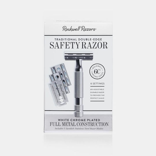 Rockwell Razors 6C Ξυραφάκι Ασφαλείας Κλειστού Τύπου White Chrome